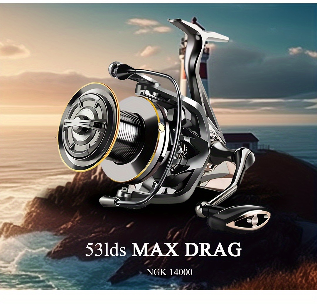 Long Shot Jigging Spinning Reel 8000/9000/10000/12000/14000 Series,17+1BB  Surf Fishing Reels,55lb Max Drag,Saltwater Big Reel