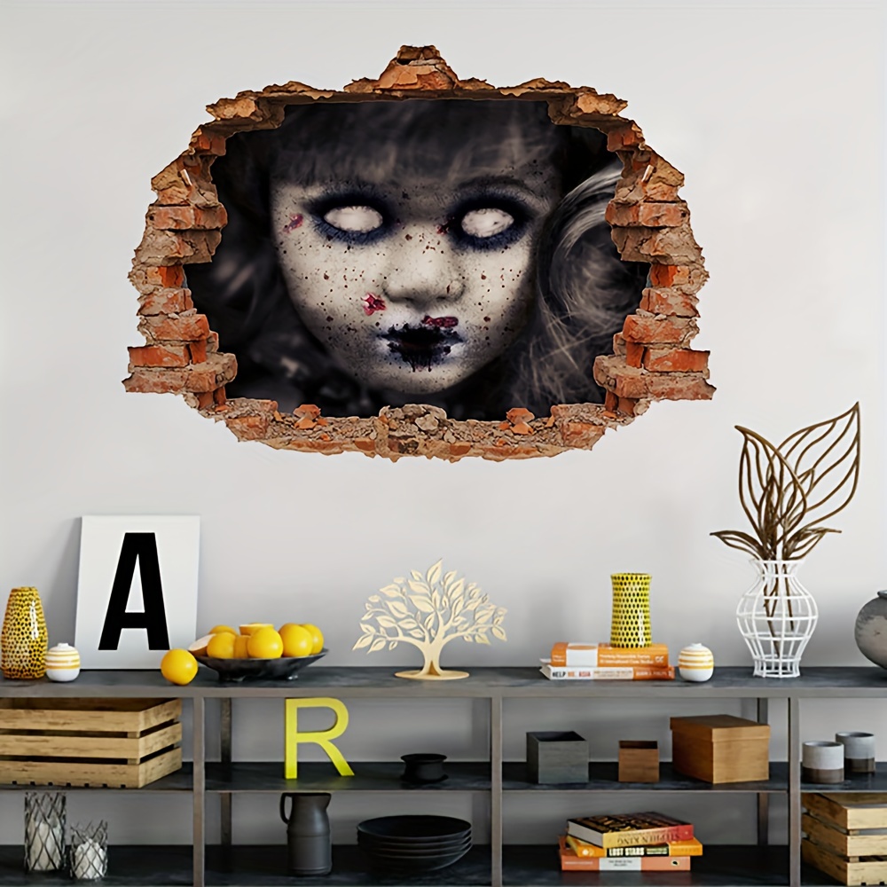 Halloween Wall Decor 3d Ghost Hand Floor Wall Ceiling Stickers Peel and  Stick Wall Decals Horror Halloween Bats Wallpaper Window Clings Bar Pub  Party