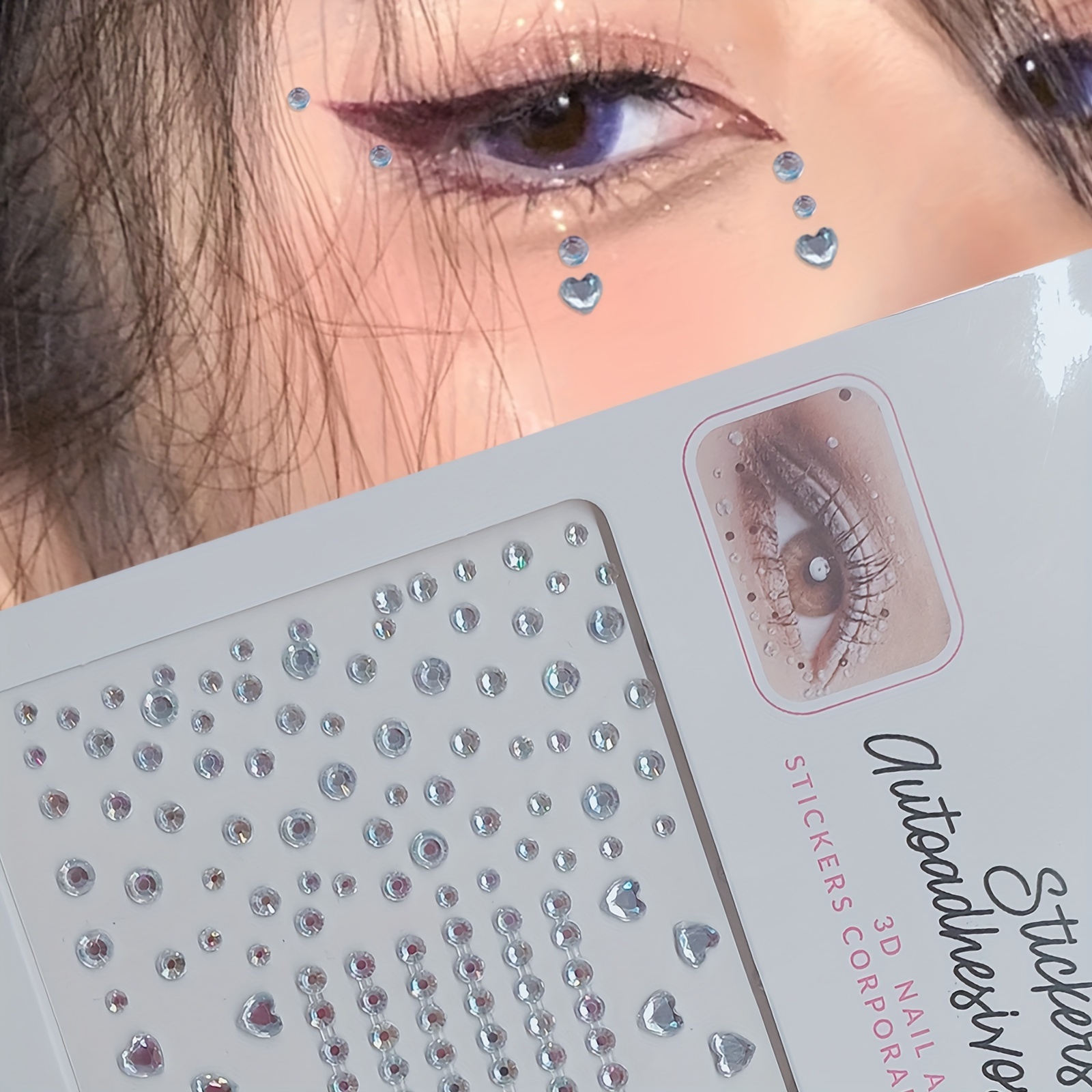 Acryl Kristall Edelsteine Bling Augen Gesicht Sticker Makeup Strass DIY  Deko Q