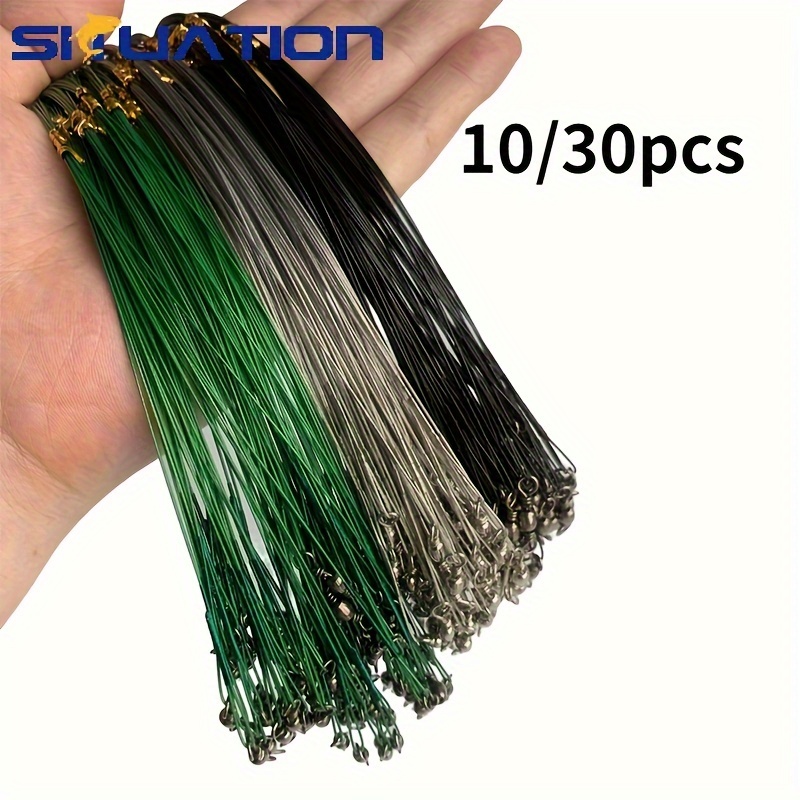 20pcs 15/20/25cm Stainless Steel Wire Leader Fishing Leash With Swivel 50LB  Anti-bite Line Leadcore For Lure Accessories Pike - AliExpress