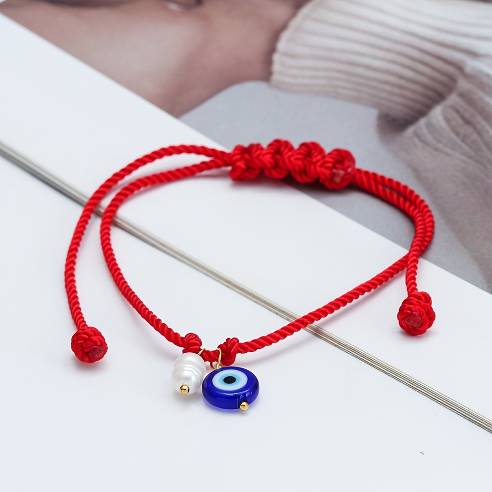 Freshwater Pearl Evil Eye Bead Bracelet, Adjustable
