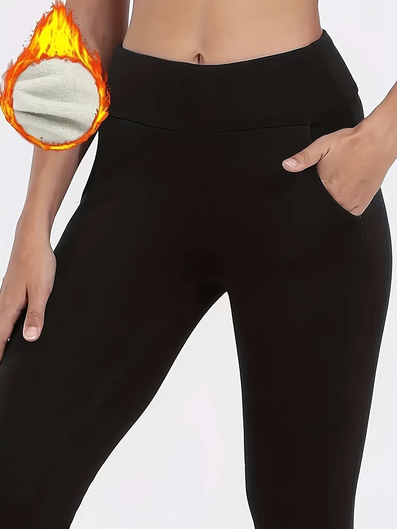 Pantalones Yoga Color Sólido Bolsillo Leggings Deportivos - Temu