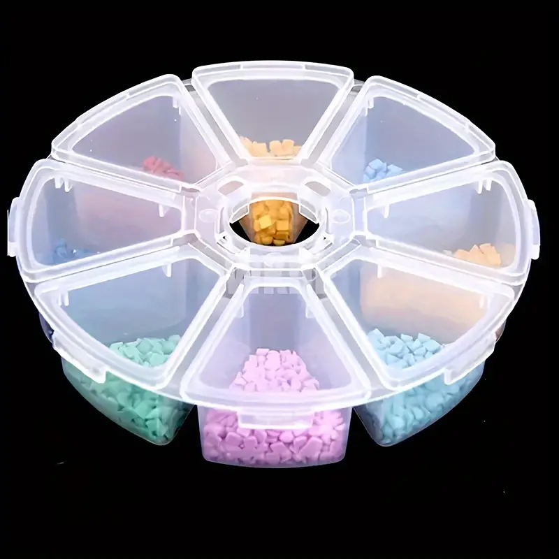 Round Dividers Box Organizer Clear Plastic Bead Case Storage - Temu