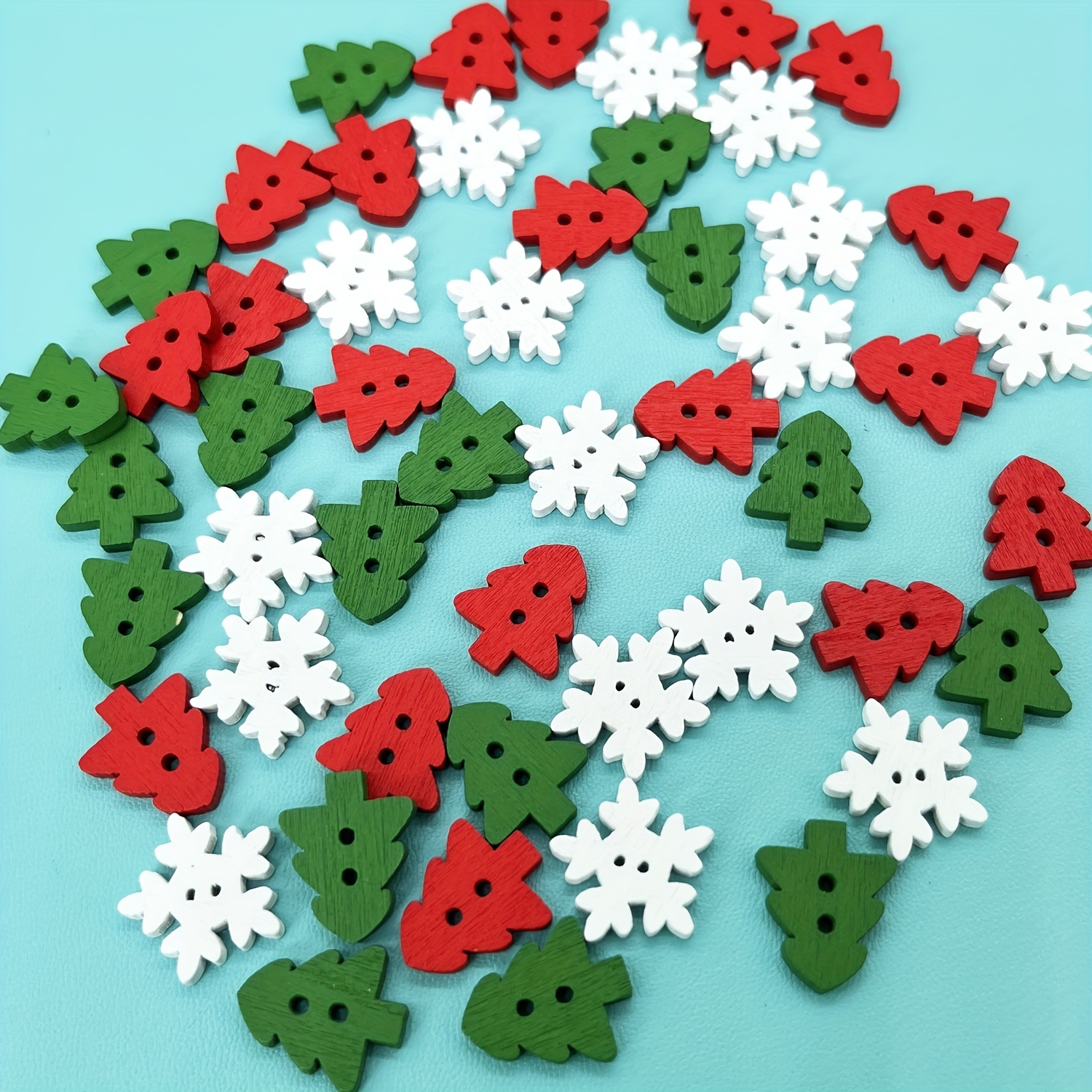 Christmas Tree Snowflake Buttons Red Green White Perfect For - Temu