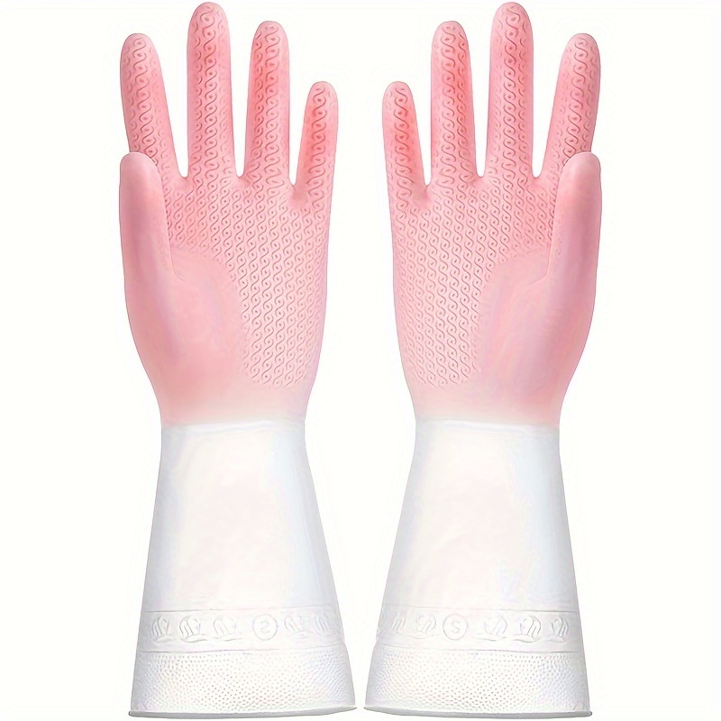 2pcs Set Kitchen Dish Washing Gloves PVC Rubber Silicone Latex