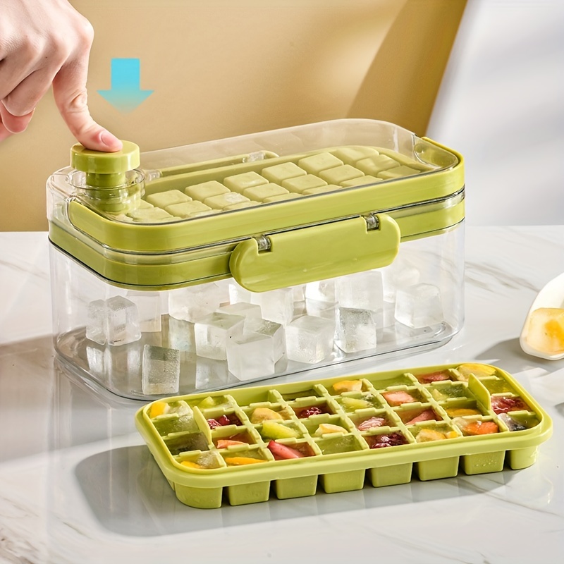 Ice Cube Tray With Lid And Bin, Ice Trays For Freezer, Ice Molds