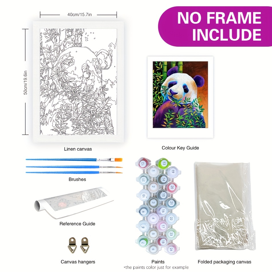 DIY Paint by Numbers Kit Wooden Framed 16x20 Inch Oil Painting Canvas for  Adults and Beginner Kids - Mother Panda Bear with Baby Panda Animals in The  Jungle : : Arts 