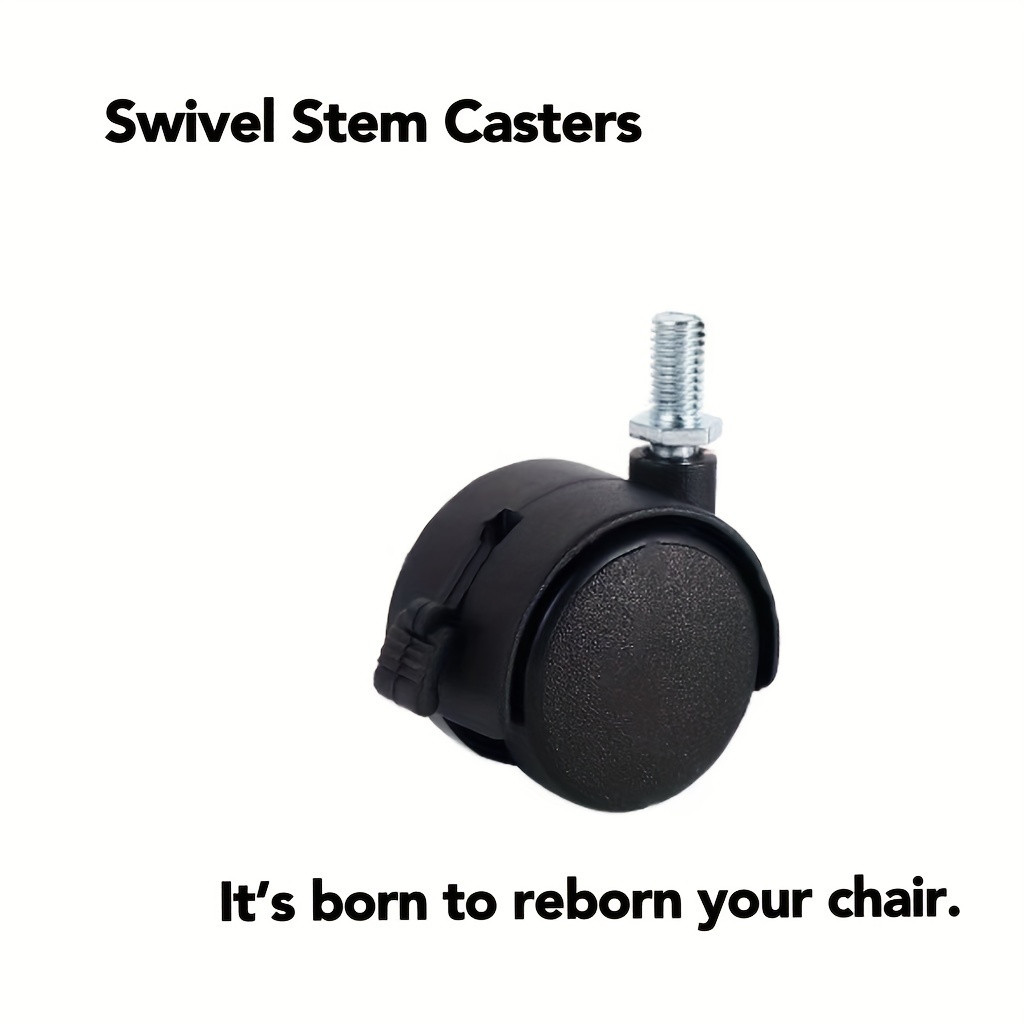 

4pcs 1.5" Nylon Plastic Swivel Stem Casters Wheel With Brakes, Replacement For Cart, Table, Shelf Unit, Cabinet, Etc.
