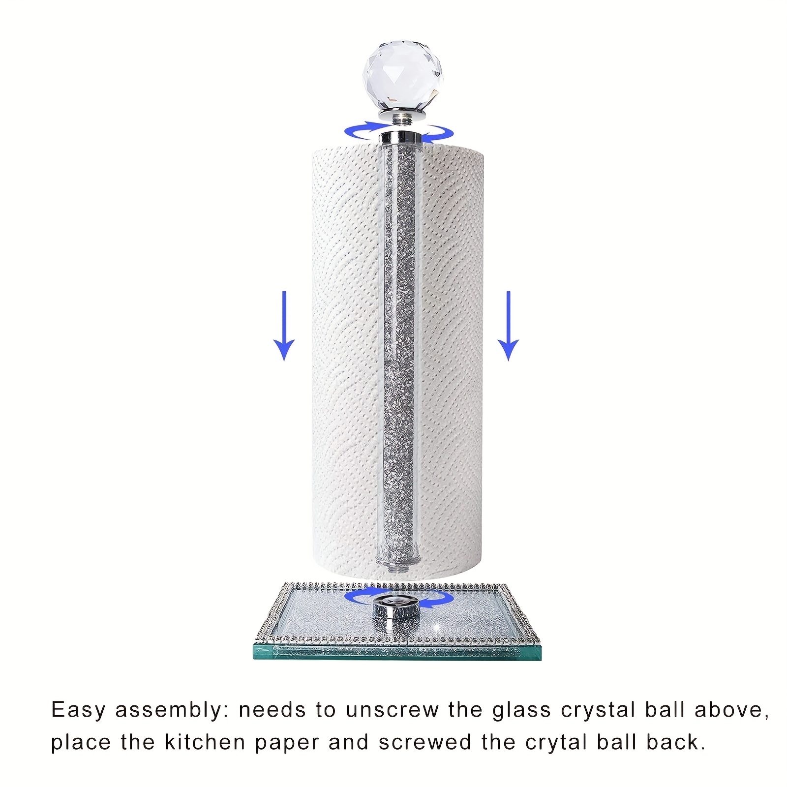 Crystal Paper Towel Holder Stand, Bling Glass Handmade Kitchen Countertop Paper  Towel Roll Dispenser Holders, Diamond Effect Standing Bathroom Decor Paper  Towel Holder With Cube Base - Temu United Arab Emirates