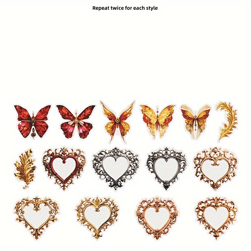 30pcs Dreamy Baroque Border Butterfly Stickers DIY Decor