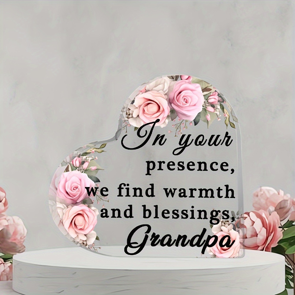 Acrylic Ornament Grandma Birthday Gifts Floral Theme Heart - Temu