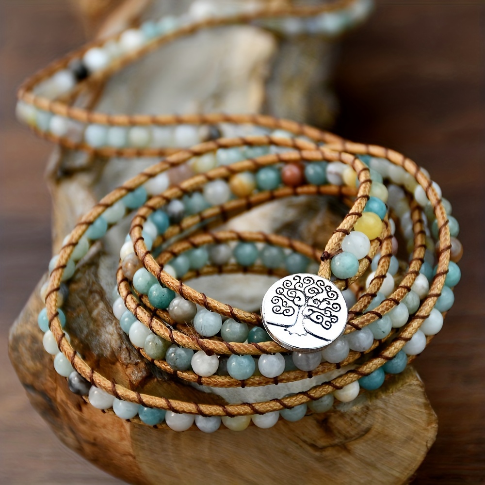 Bohemian-Chic Regalite Stone 3 Layer Wrap Bracelet: Achieve