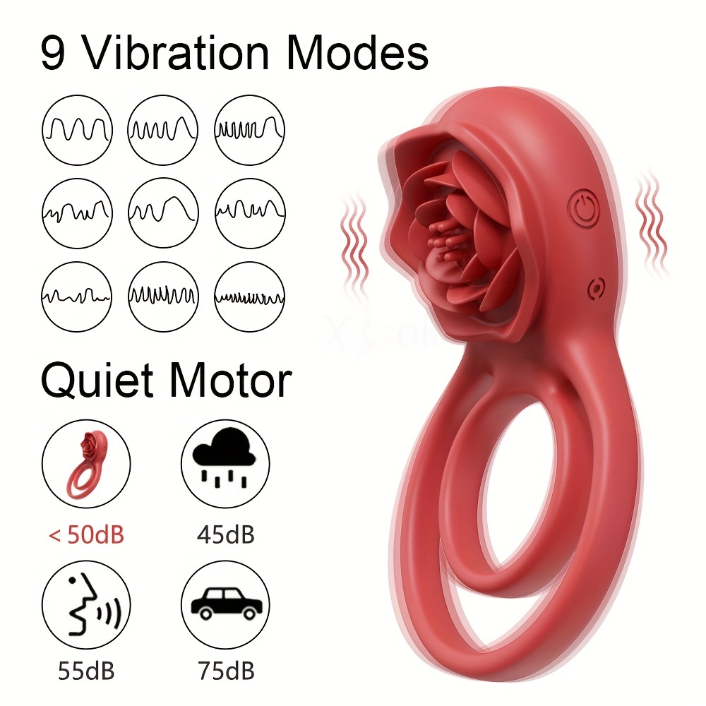 Mens Low Noise Vibration Modes Waterproof Vibrating Ring