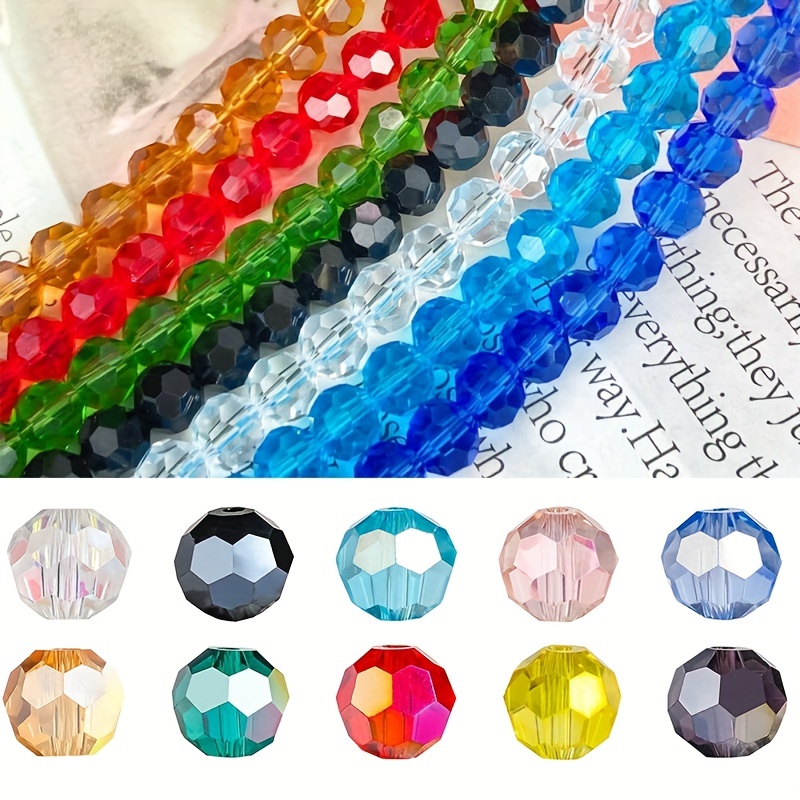 62pcs/set 0.314 Diameter Sparkling Clear Crystal Beads Faceted Glass Beads  Bulk Spacer Beads For DIY Bracelet Artificial Jewelry Making Accessories