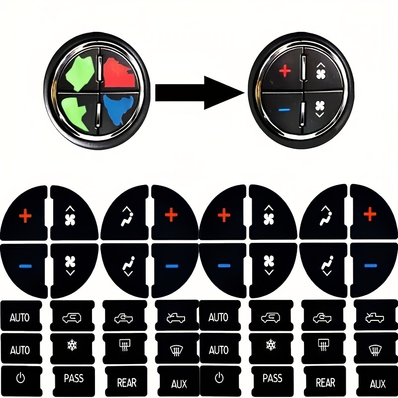 AC Dash Button Repair Kit, Car Button Decals - Best for Fixing Ruined Faded  Buttons Sticker Replacement Fits Chevrolet Models