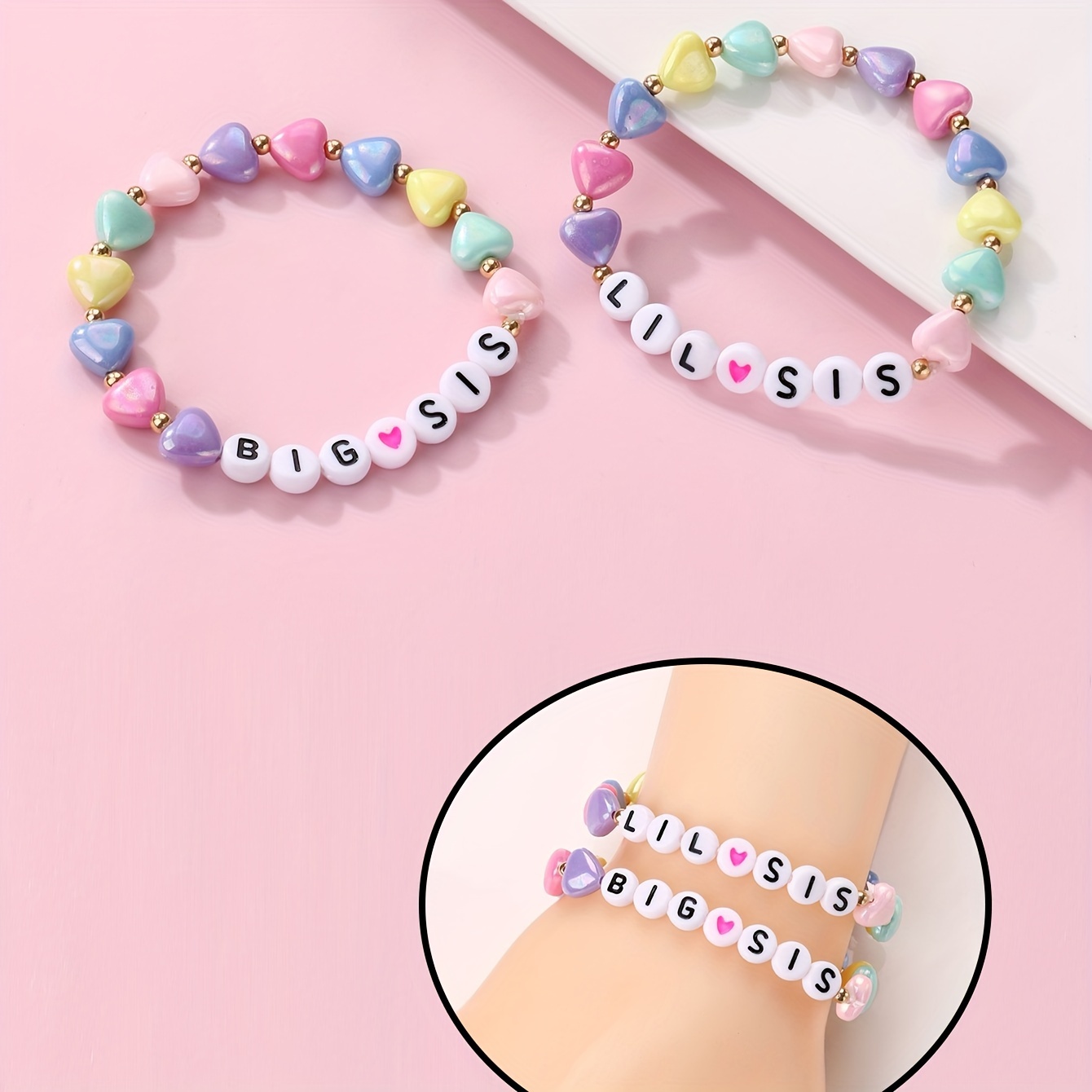 Cute Colorful Letter Beads Decor Stretchable Friendship - Temu