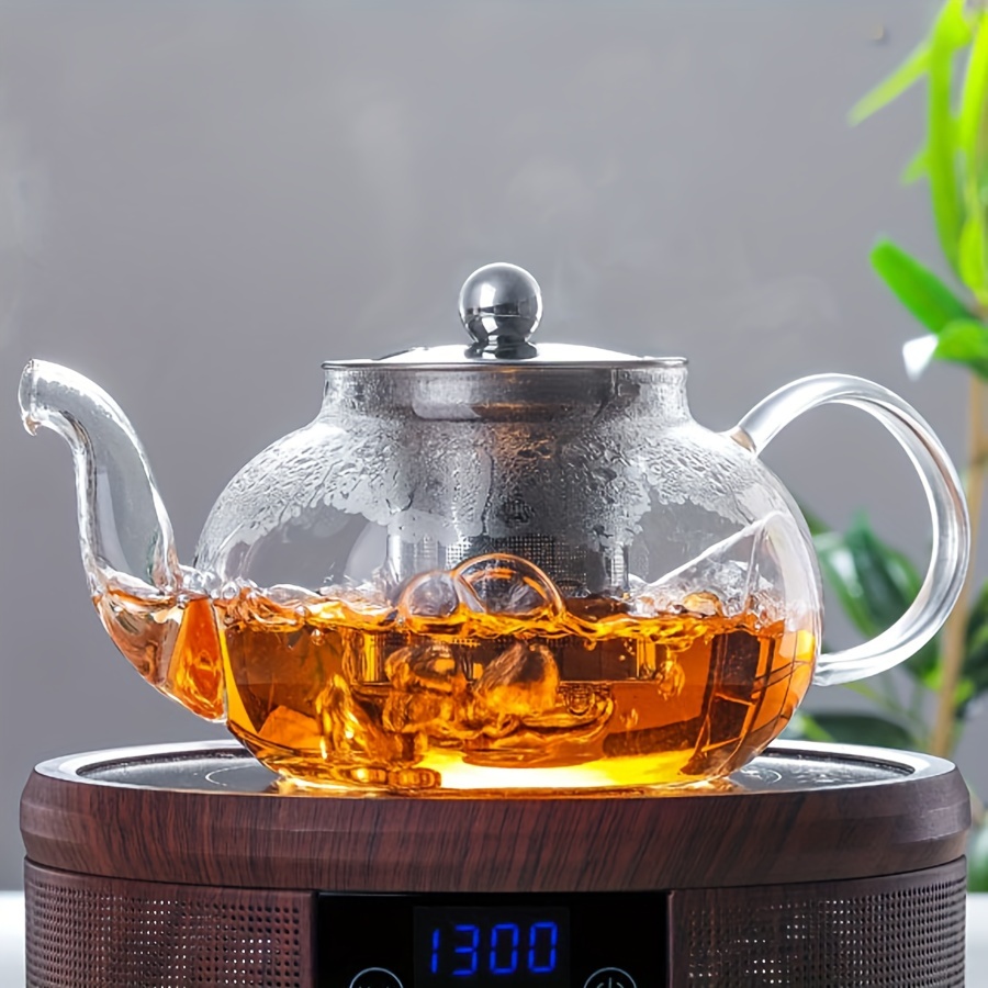1pc Glass Teapot With Tea Infuser, Heat Resistant Glass Tea Kettle With Tea  Strainer, Electric Ceramic Stove Teapot, Blooming And Loose Leaf Tea Maker