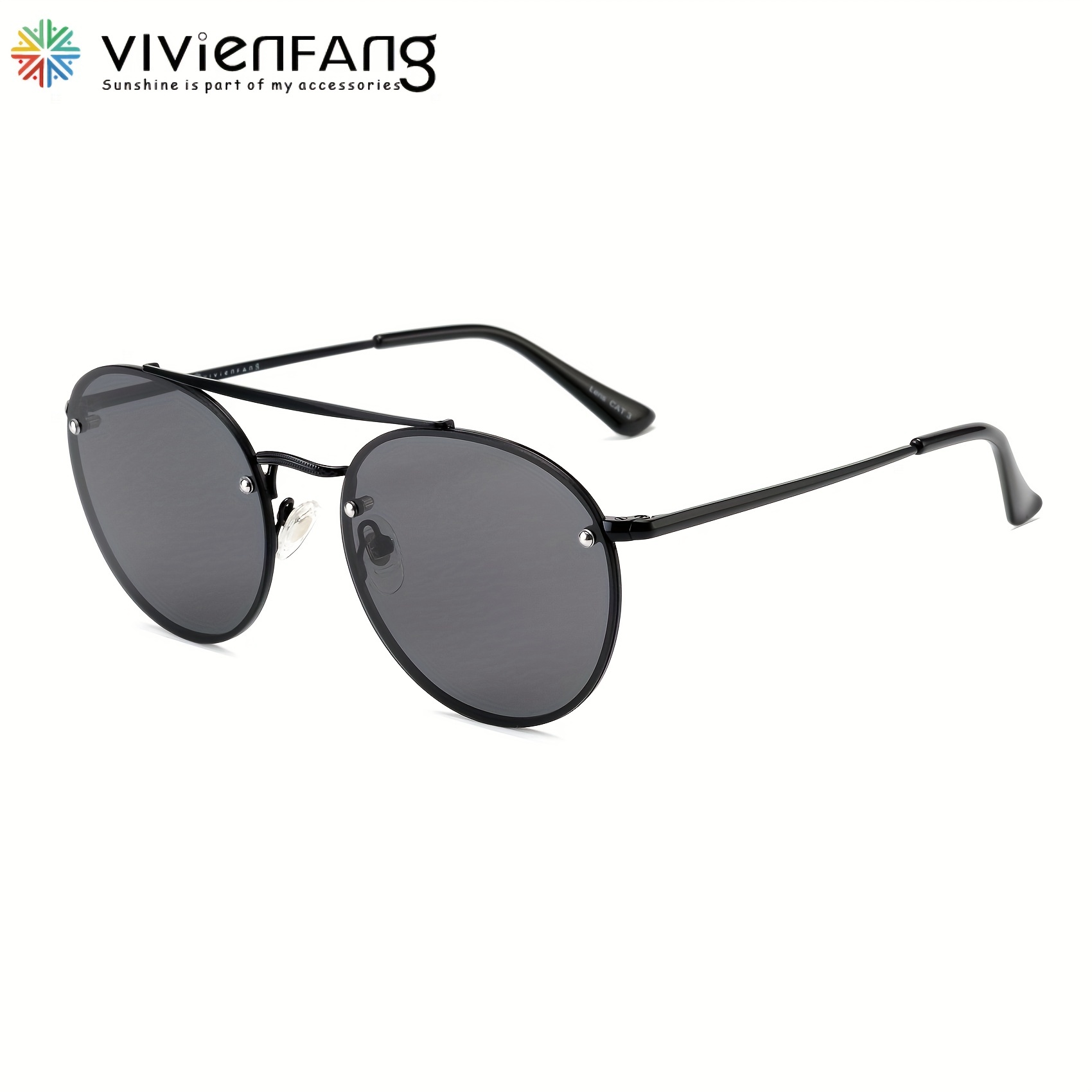 Vivienfang Round Polarized Sunglasses Men Uv Protection Decorative