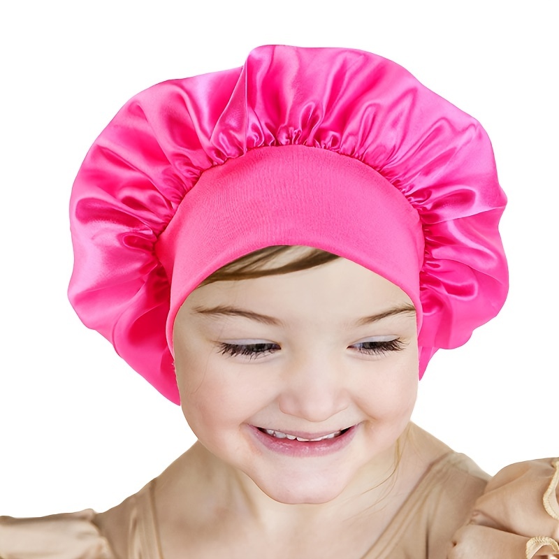 Bonnet de nuit en Satin pour enfants, réglable et réversible, pour filles,  couvre-chef de chimio