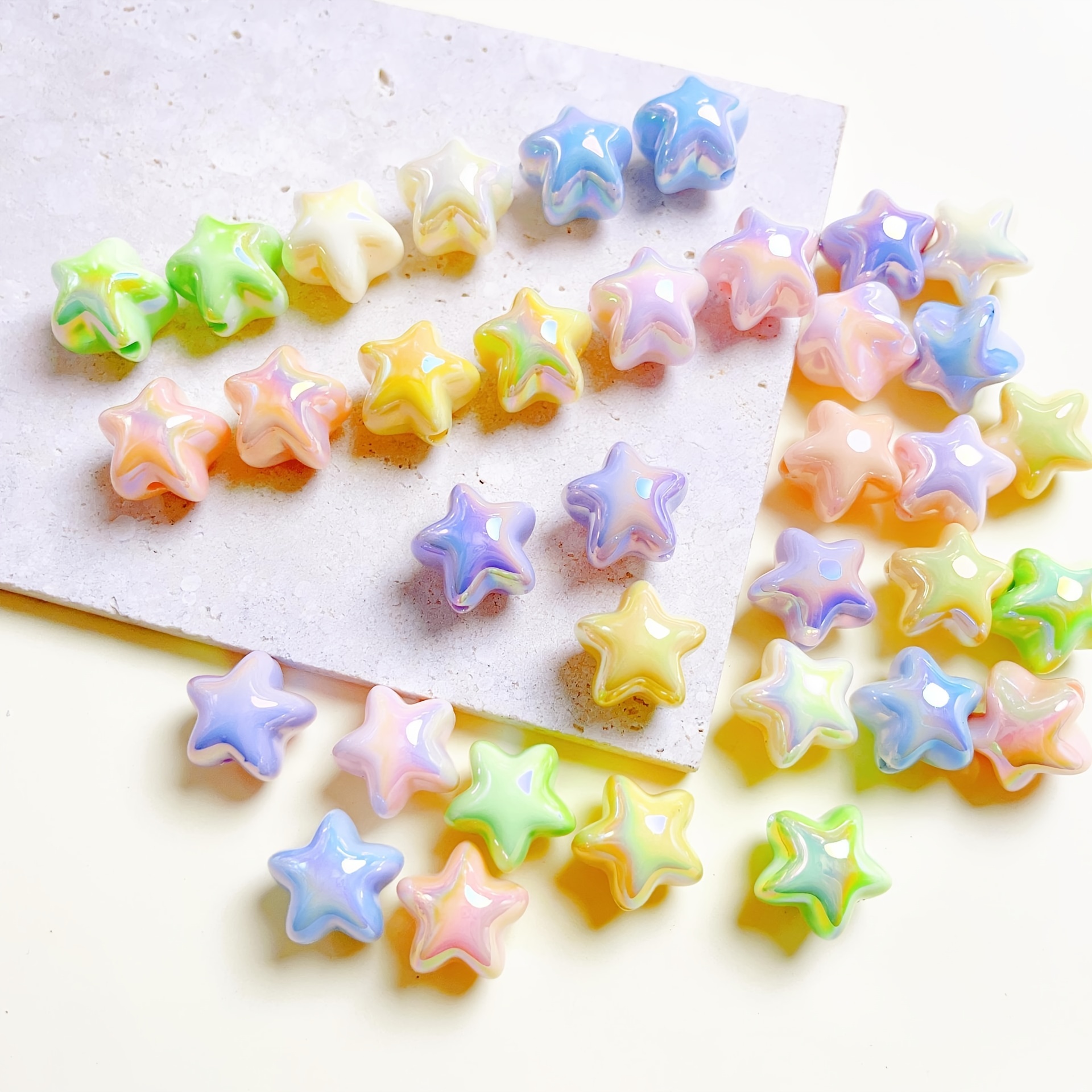 250pcs 10 Colors Mixed Color Star Shape Beads Acrylic Star Charming Beads  AB Star Beads for Bracelets Making Craft Jewelry Making