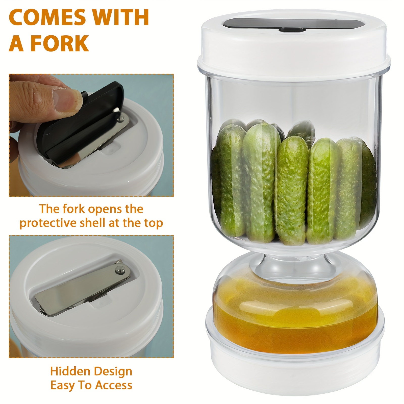 Reusable Pickle Container with Strainer Airtight Flip Stainless