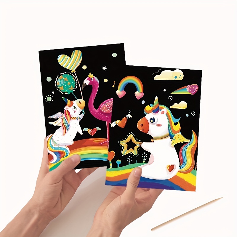 Scratch Art For Kids Rainbow Scratch Paper Kids Painting Kit - Temu