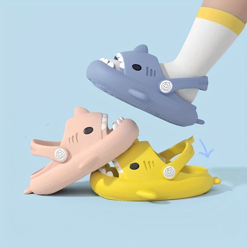 Boys Casual Cute Cartoon Shark Print Sandals Non slip Quick - Temu