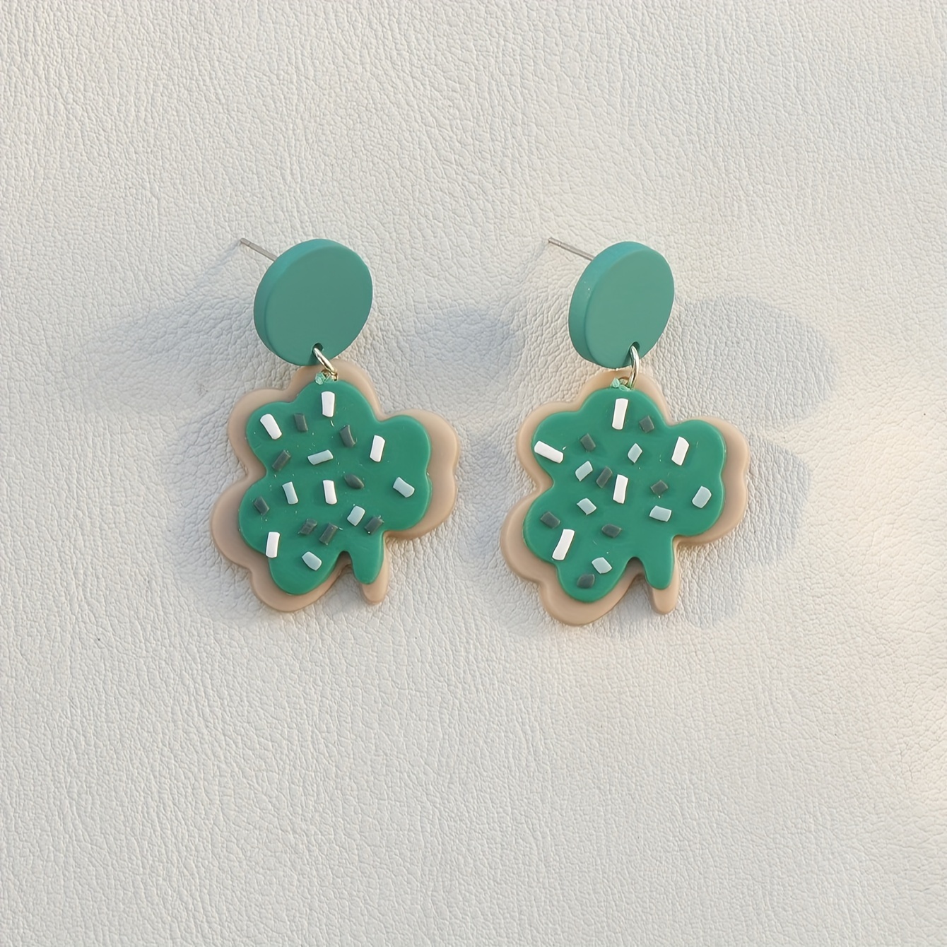 St. Patrick's Day Clover Green Hat Earrings Festival Acrylic Earrings,free returns&free ship,$1.99,Acrylic,Green,Temu