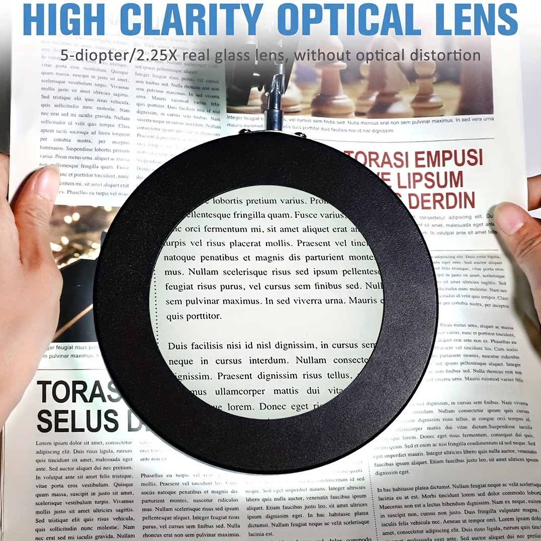 5x Magnifying Glass With Light, Lighted Magnifying Glass Magnifying Lamp 3  Color Modes Stepless Dimmable 8-diopter Real Glass Lens Magnifier With Ligh