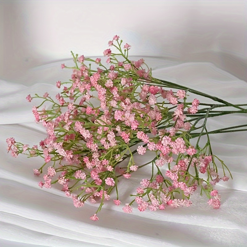DILATATA 23 Inch Pink 3 Branches Baby's Breath Flowers Artificial Plants  Plastic Babies Shrubs Fake Gypsophila Flowers for Home Wedding