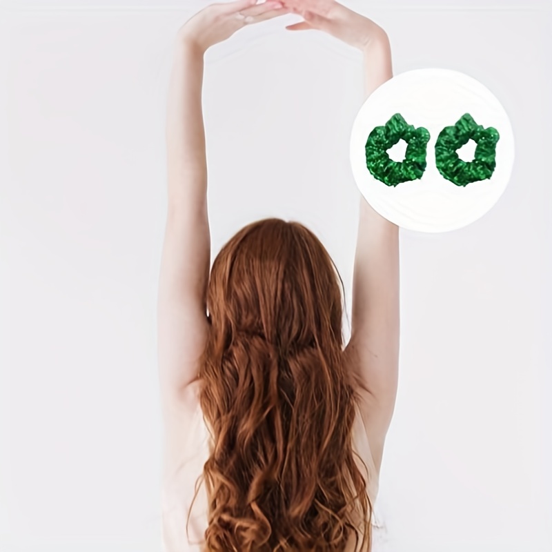 Large Green Sequin Scrunchie Hair Tie Ponytail Holder