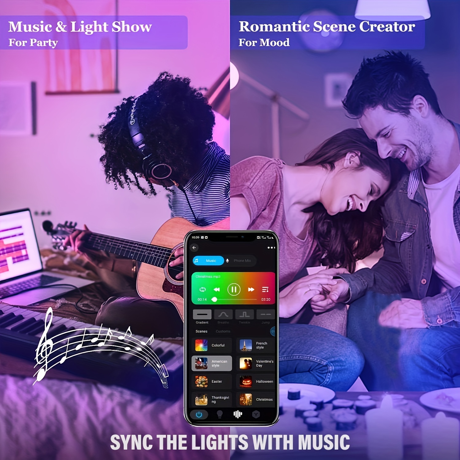  Bombilla LED RGB, WiFi 2.4G 6pcs 9W Control de voz