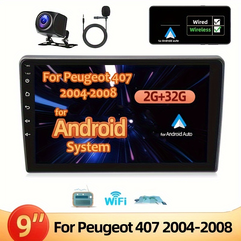 Touch Screen radio Android Auto Carplay Peugeot 407 2004 - 2011