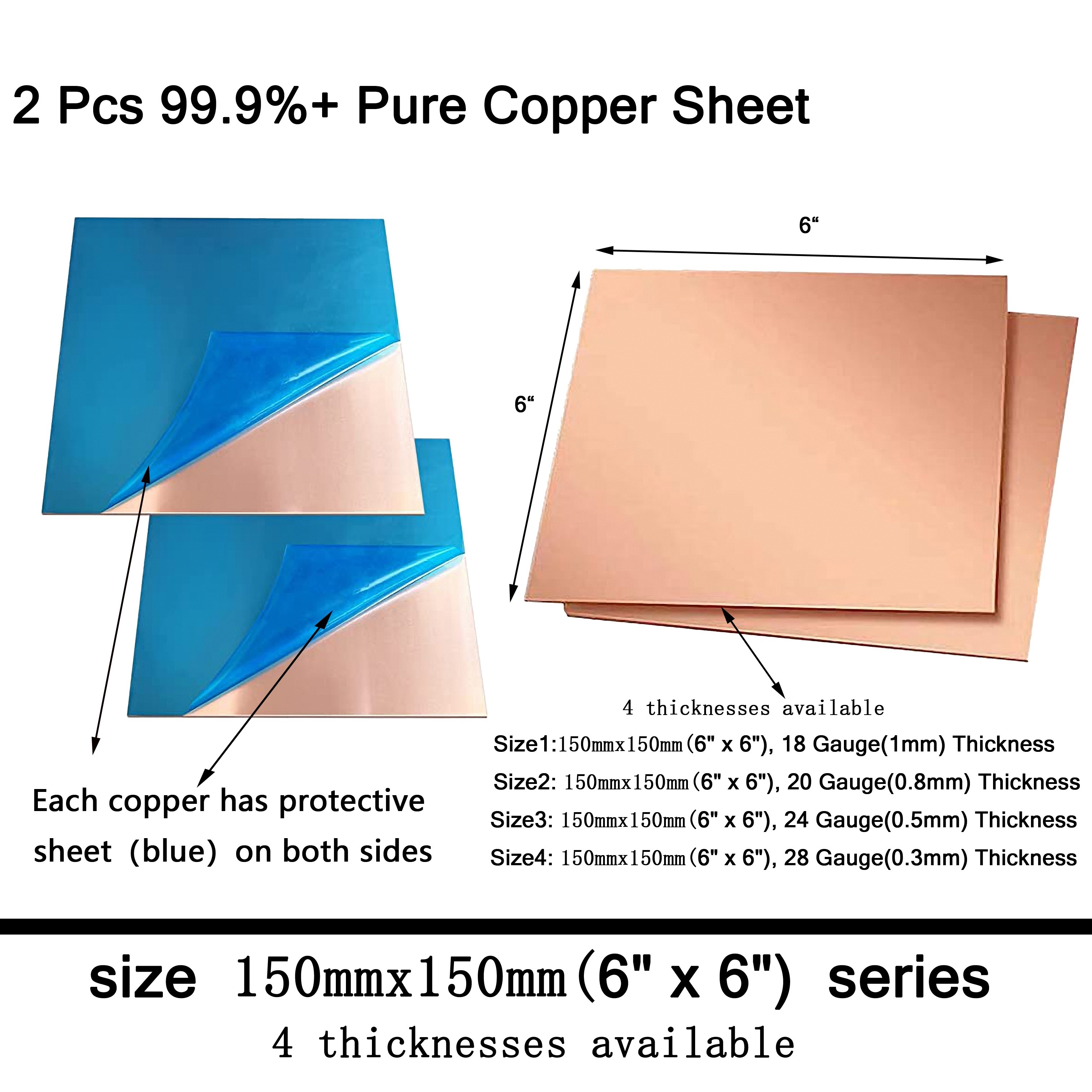 Pure Copper Sheet, 8 x 4 x 0.05 16 Gauge T2 Copper Metal Plate for Crafts,  Electrical Repairs 