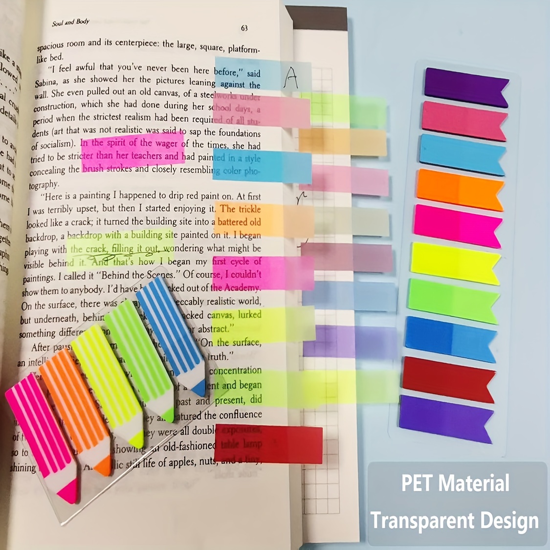 ELII 1200pcs Sticky Tabs Book tabs Sticky Index Tabs Arrow Flags,Morandi  Page Markers Transparent Sticky Notes Colored Annotation Tabs Writable