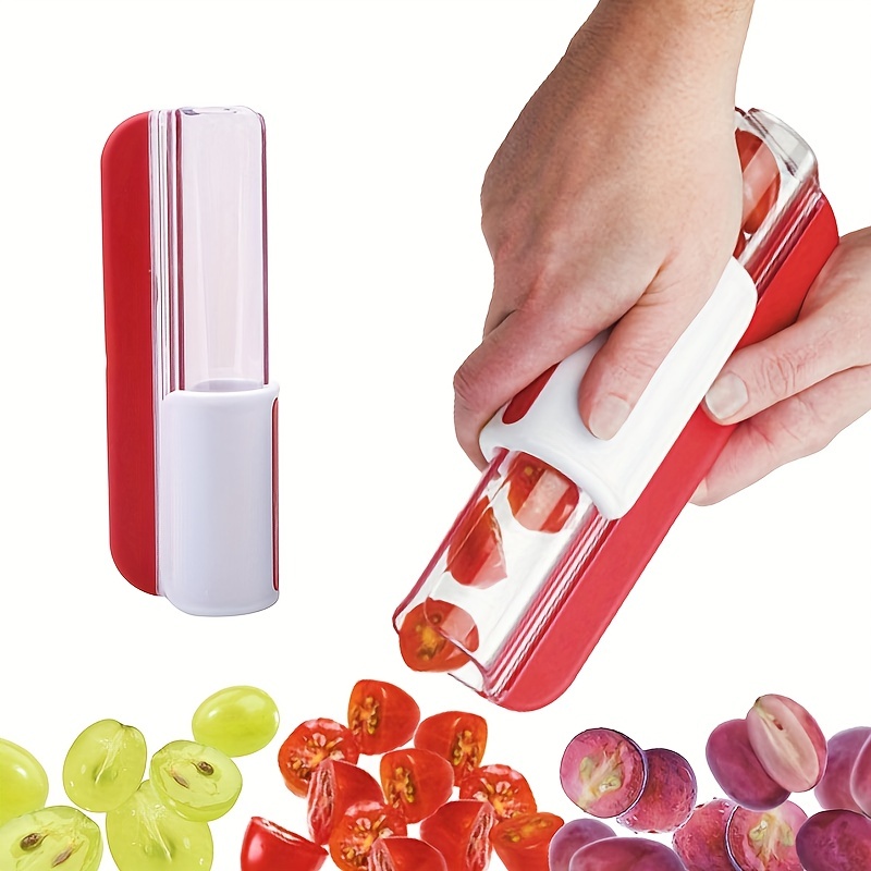 

1pc, Tomato Slicer, Grape Slicer, Multifunctional Grape Cutter, Cherry Slicer, Small Fruit Cutter For Salad, Kitchen Accessories, Cake Decoration Tool, Fruit Slicer, Kitchen Tools