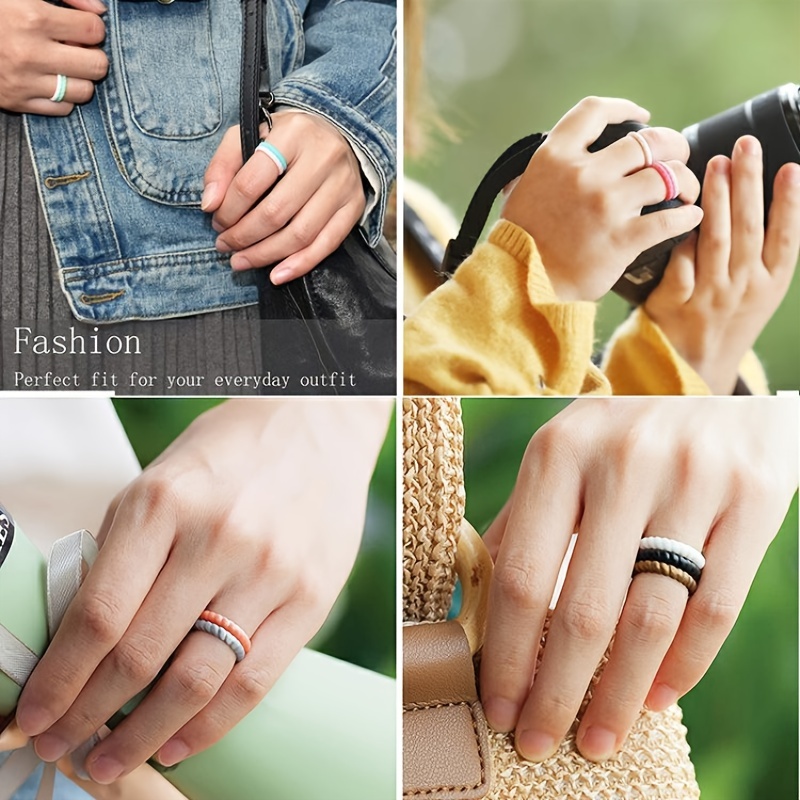 7pc Silicon Sporty Stacking Rings for Daily Outfits