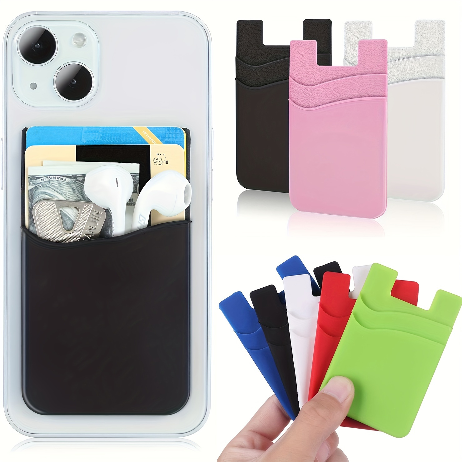 (Dos) Teléfono celular seguro para pegar en la cartera, tarjetero, bolsillo  para teléfono, para iPhone, Android y todos los teléfonos inteligentes.