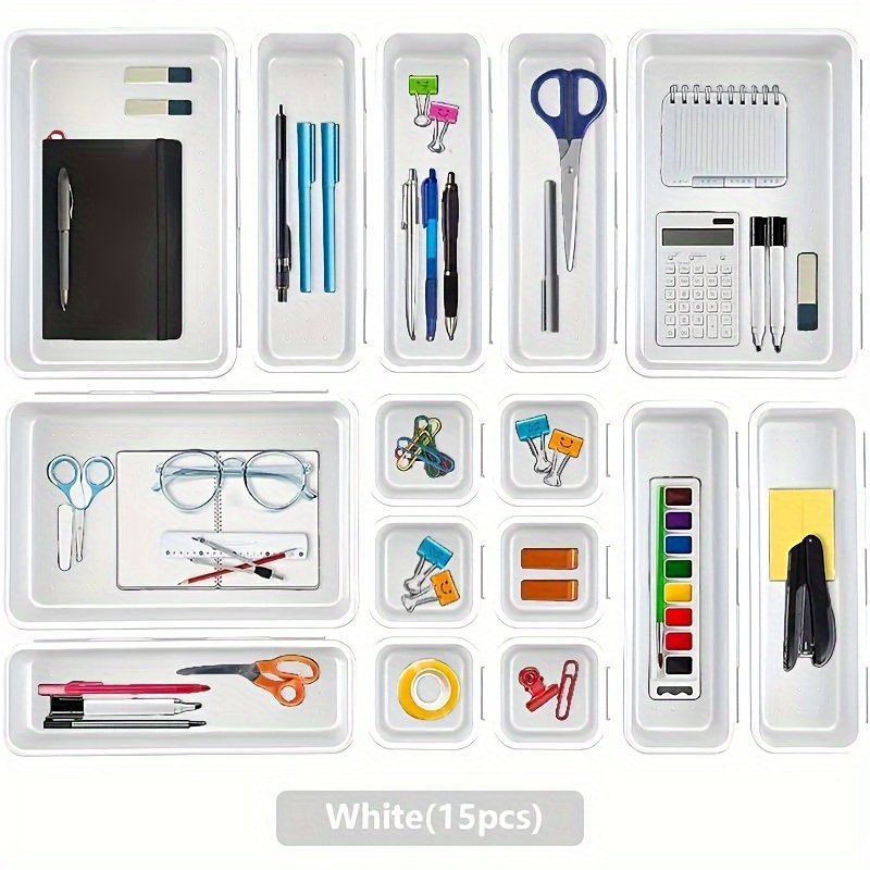 Interlocking Desk Drawer Organizer Tray, 24 PCS Multi-Purpose Drawer  Dividers for Organizing and Storage : : Office Products