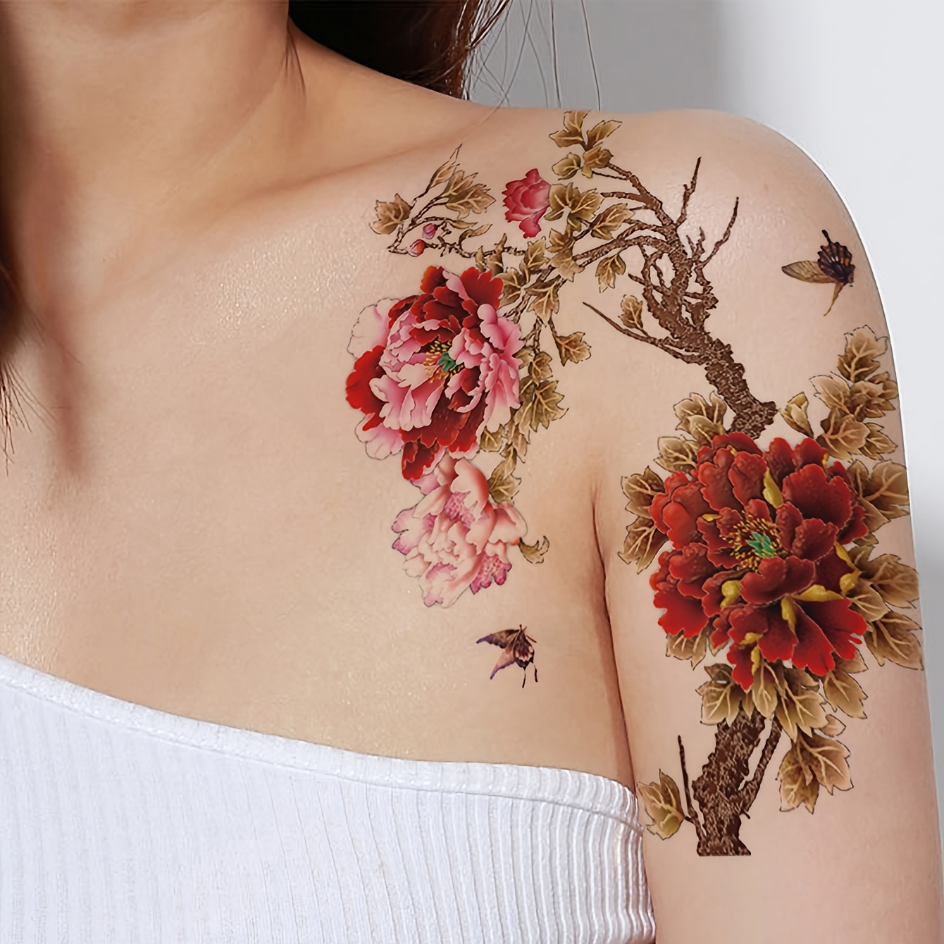 5 Sheets Arm Waterproof Temporary Tattoo with Peony Flower Design | Free Shipping & Returns
