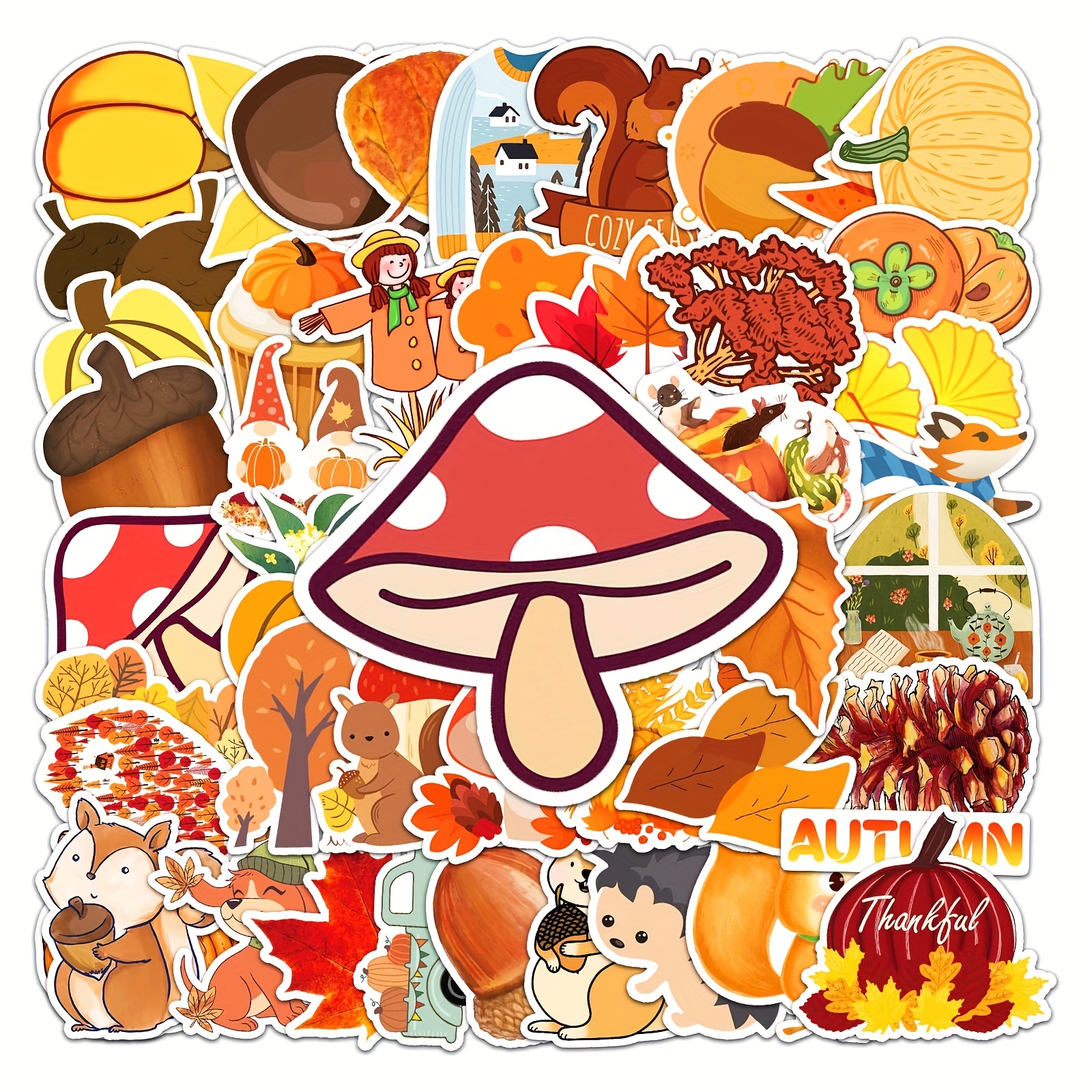 10/50pcs Autumn Forest DIY Aesthetic Stickers Pack Scrapbooking Notebook  Skateboard Luggage Laptop Car Waterproof Graffiti Decal