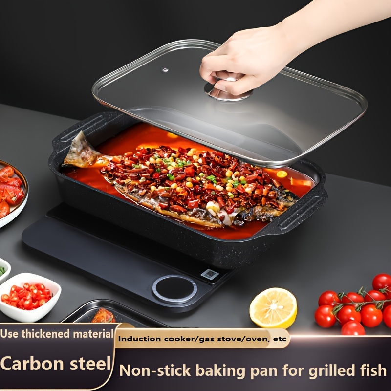 Steak Frying Pan, Thickened Cast Iron Barbecue Grilling Plate, Roasted Fish  Plate, Rectangular Skillet, Induction Cooker Gas Stove Universal, For Home  Kitchen Commercial Bbq Party, Kitchen Supplies, Cookware - Temu