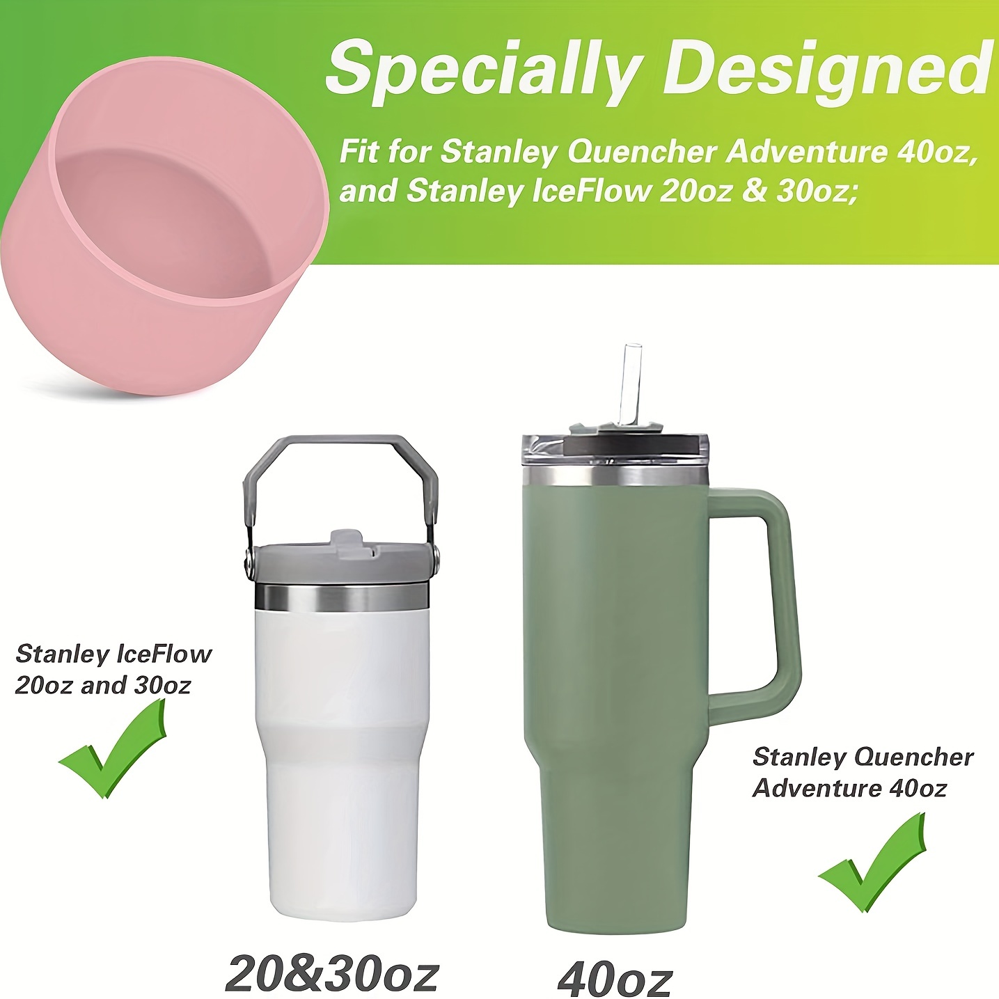 Silicone Spill Proof Stopper Set and Protective Boot for  Stanley H2.0 40oz 30oz Tumbler,2 Tumbler Silicone Boot, 2 Straw Cover Cap,  4 Leak Sproof Stopper,Stanley Cup Accessories (pink): Glassware 