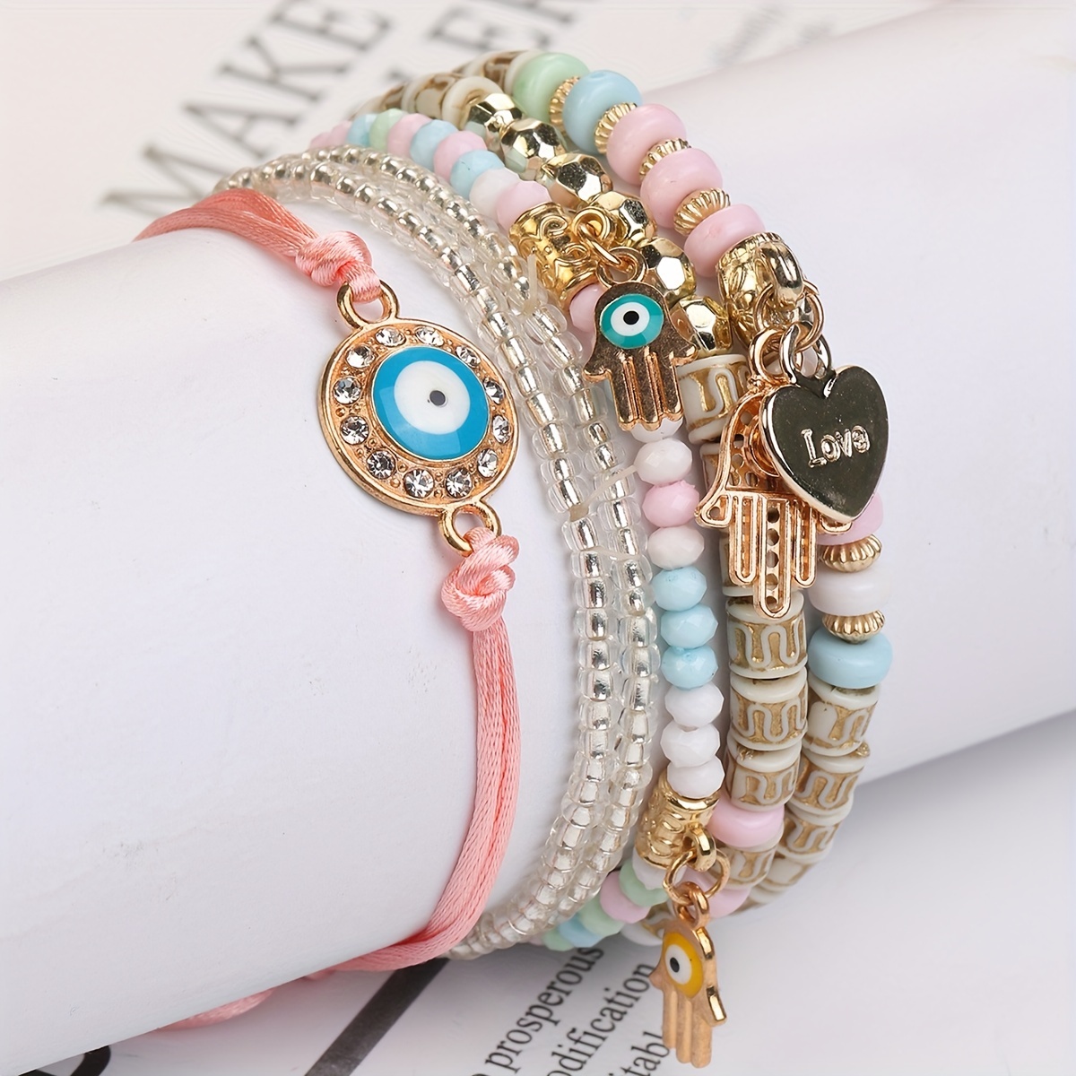 6 Pcs Multilayer Boho Beaded Bracelet Set for Men and Women