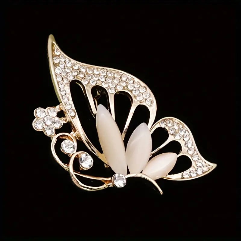 1pc Classic Fashion Elegant Zircon Butterfly Brooch for Women Banquet Anniversary Jewelry, Jewels Clothes Accessories, 1.99, White,Temu
