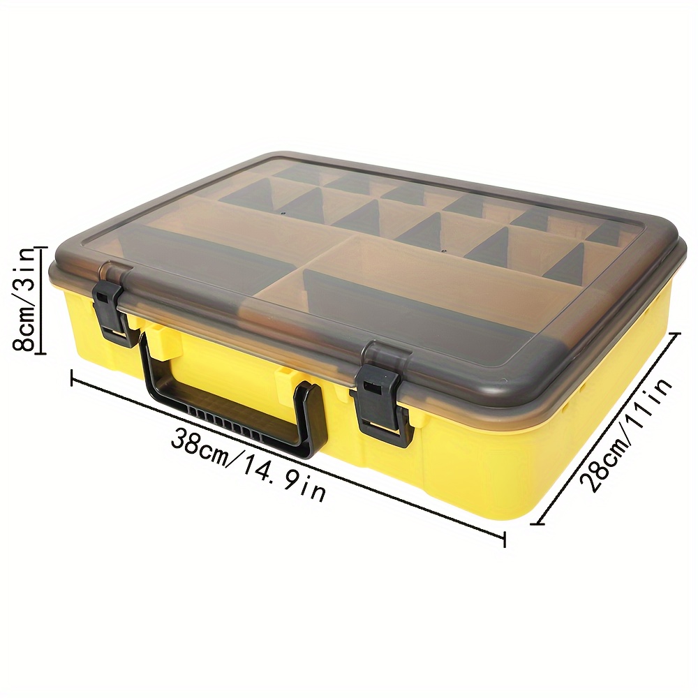 Yellow Double Layered Fishing Lure Box Portable Plastic - Temu