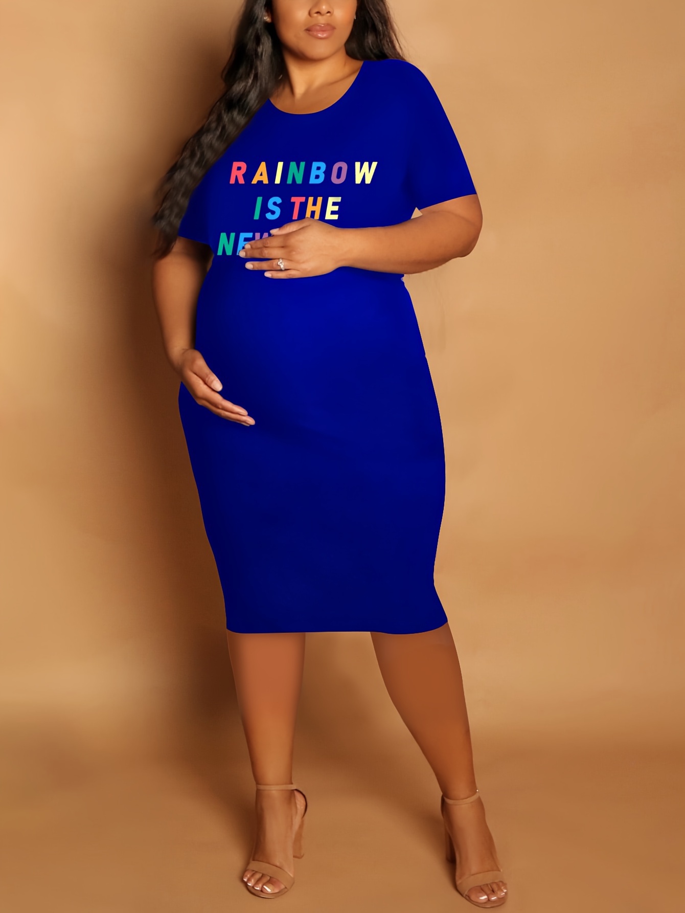 Rainbow maternity dress plus size best sale