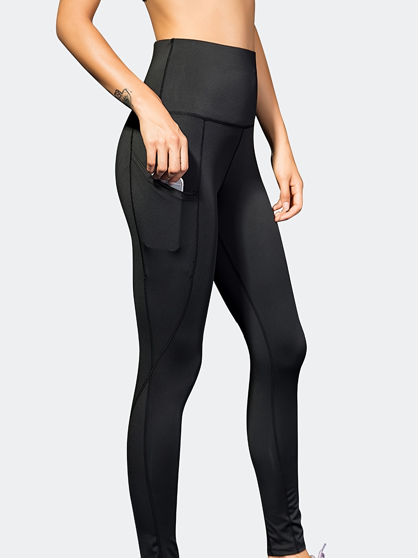 Buy Women's High Waist Yoga Pants Pockets Tummy Workout Running