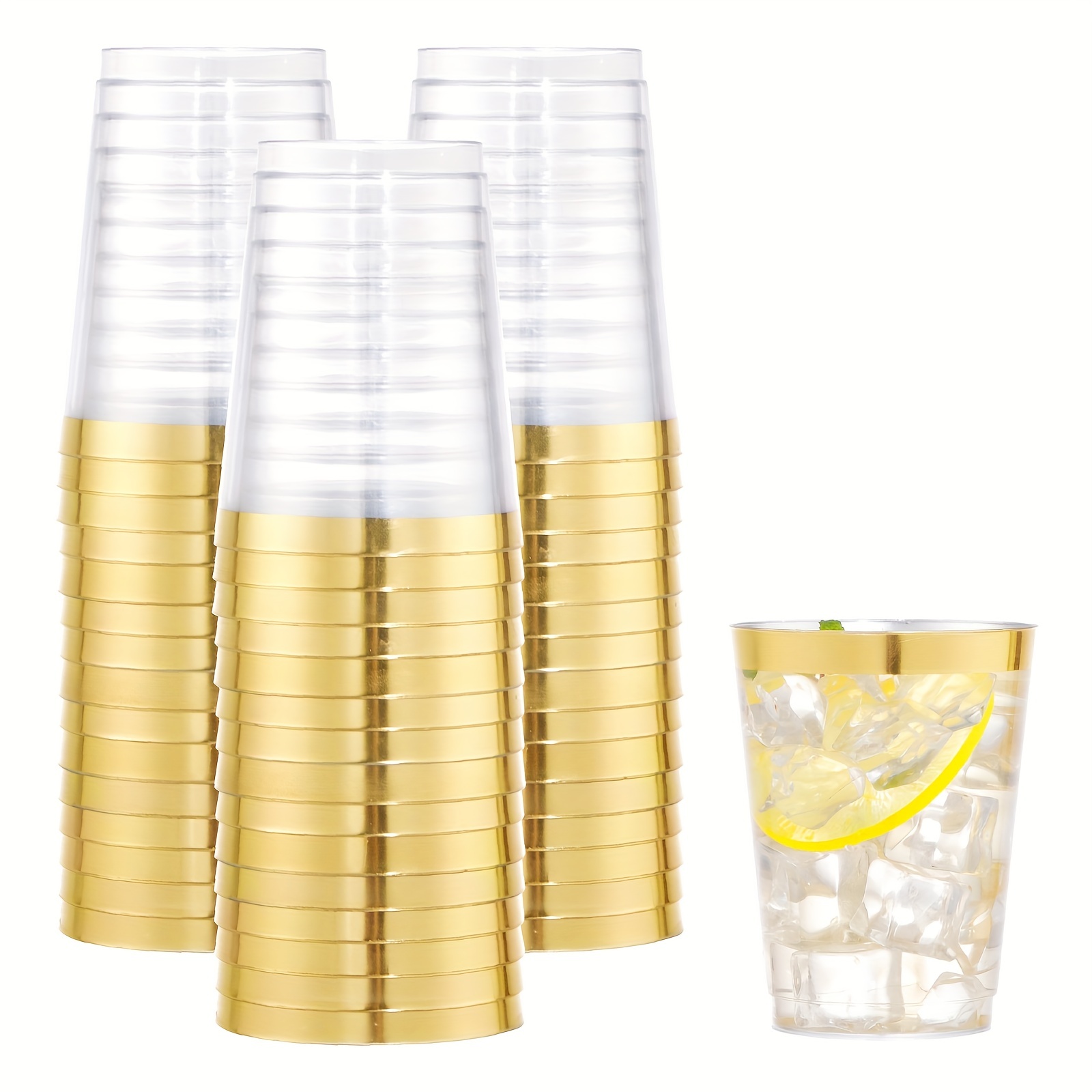 10 Piezas/set Copas De Plástico Doradas Y Plateadas Con Purpurina, Copas De Plástico  Duro Transparente Grueso Para Bebidas Frías Y Whisky, Moda de Mujer