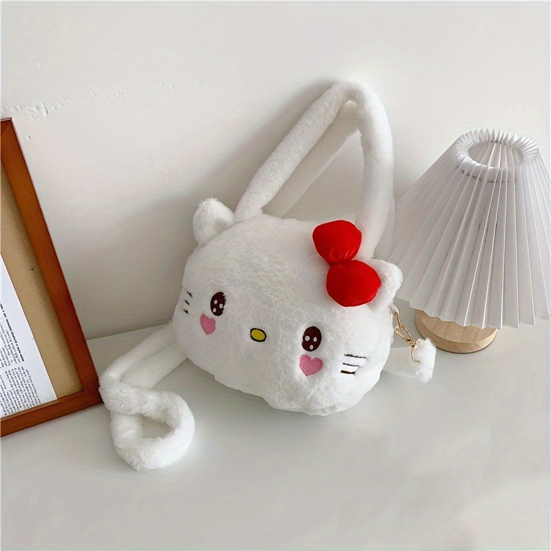 Miniso Cute Hello Kitty Shoulder Bag, Plush Bow Decor Handbag, Perfect  Crossbody Bag For Daily Use - Temu